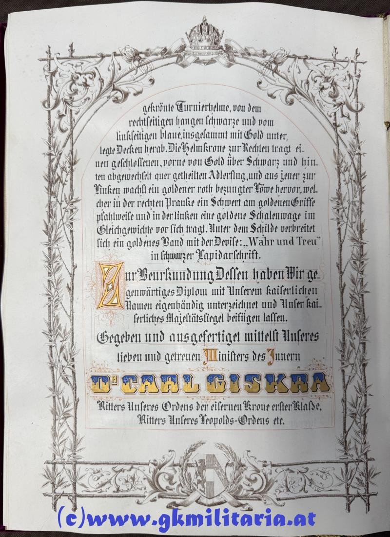 k.u.k. Adels-Diplom Alois Ritter von DESSARY - 1870!! — image 8