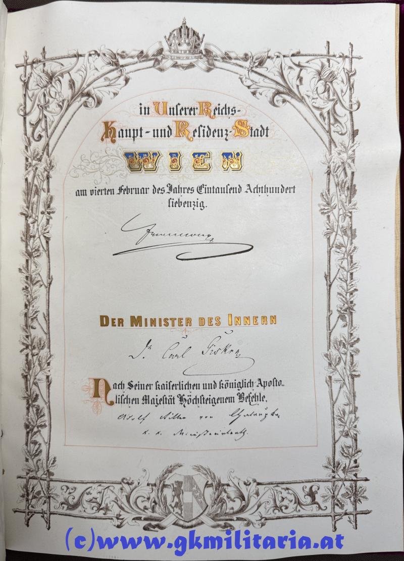 k.u.k. Adels-Diplom Alois Ritter von DESSARY - 1870!! — image 9