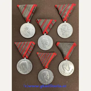 6er Satz Verwundetenmedaille Kaiser Karl I. - MINT!