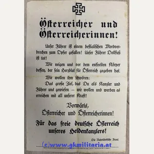Plakat 'Vaterländische Front' - 'Tod unseres Heldenkanzlers Dr. Dollfuß 1934' …