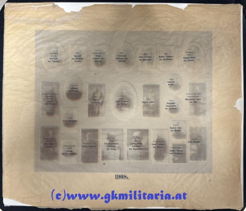 k.u.k. Portrait mit sehr hohen Offizieren - FZM Freiherr von Bolfras,FZM Ritter von Schwitzer, FZM Ritter von Steinitz, FML Littke usw. - 1908!! — image 2