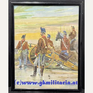 Aquarell k.u.k. Artillerie Batterie eines Feldkanonenregimentes !!
