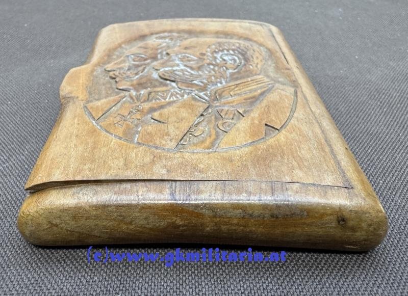 k.u.k. Patriotische Zigarettendose Kaiser Franz Joseph I./Kaiser Wilhelm II. - geschnitzt!! — image 5