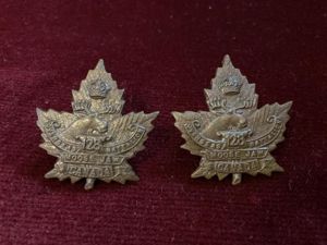 WW1 Canadian 128th Batt (Moose Jaw) collar badges