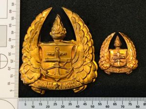 S.A Military Gymnasium Cap/ Helmet Badge And collar