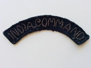 WW2 INDIA COMMAND silver bullion Shoulder title