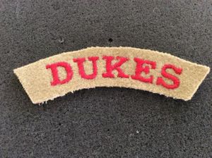 DUKES cloth Shoulder title (South African Cape Town Rifles)