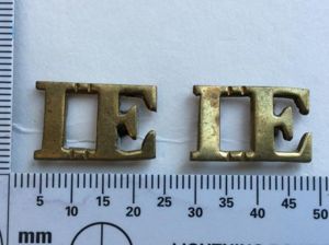 WW2 Indian Engineers (I.E) brass shoulder titles