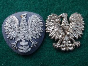 Polish Police bullion and seperate w/m cap badges