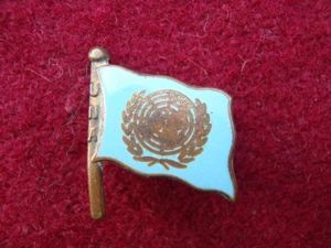 UNA enamel lapel badge
