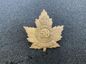 WW1 C.E.F 58th Infantry Battalion cap badge by TIPTAFT.