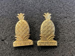 Antigua & Barbuda Defence Force officers collar badges.