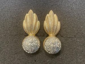 Royal Scots Fusiliers officers collar badges.
