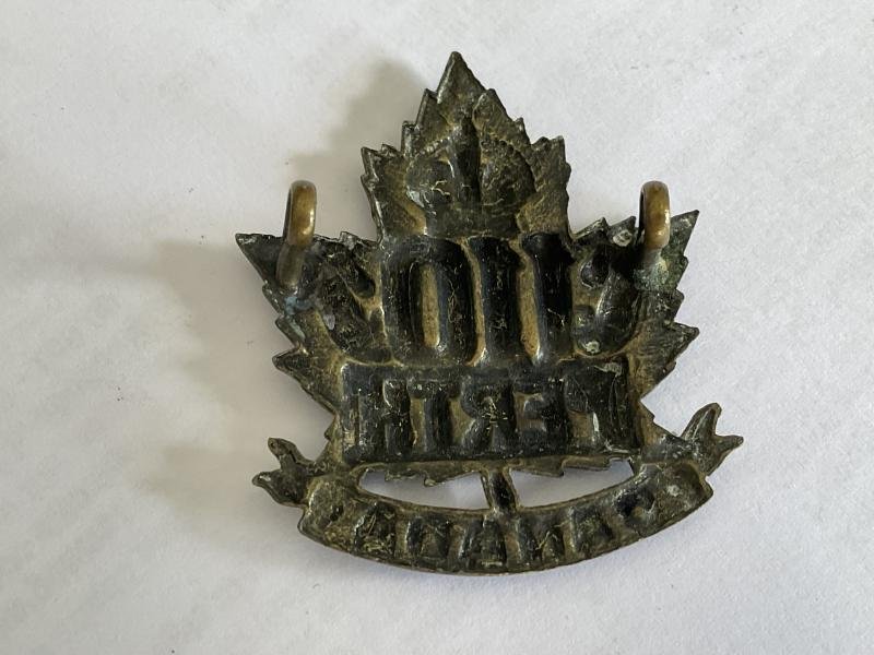 WW1 C.E.F 110th Battalion (Stratford, Ontario) cap badge. — image 2