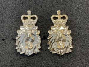 Anodised Bermuda Regiment collar badges.