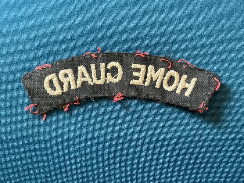 Post war cloth red wool HOME GUARD shoulder title. — image 2