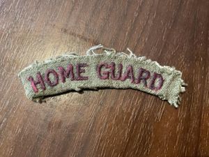 WW2 HOME GUARD red letters on khaki shoulder title