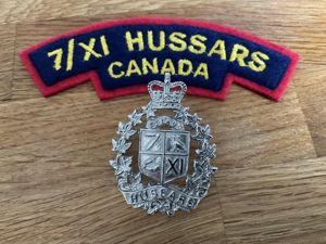Canadian 7/XI HUSSARS cap badge & shoulder title.