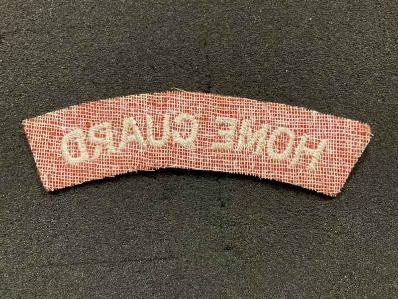 Post war cloth red wool HOME GUARD shoulder title — image 2