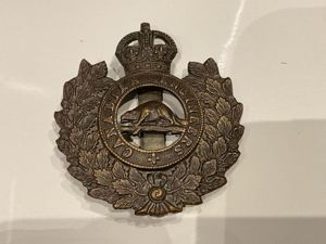 WW1 Canadian Engineers cap badge with rear slider.