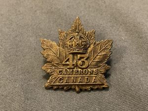 WW1 CEF 43rd Battalion (Cameron Highlanders) collar badge.