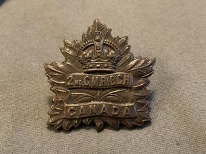 WW1 CEF 2nd Canadian Mounted Rifles, B.C Horse cap badge.