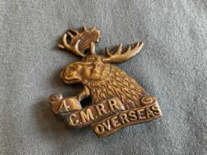 WW1 C.E.F 4th Canadian Mounted Rifle Battalion cap badge.