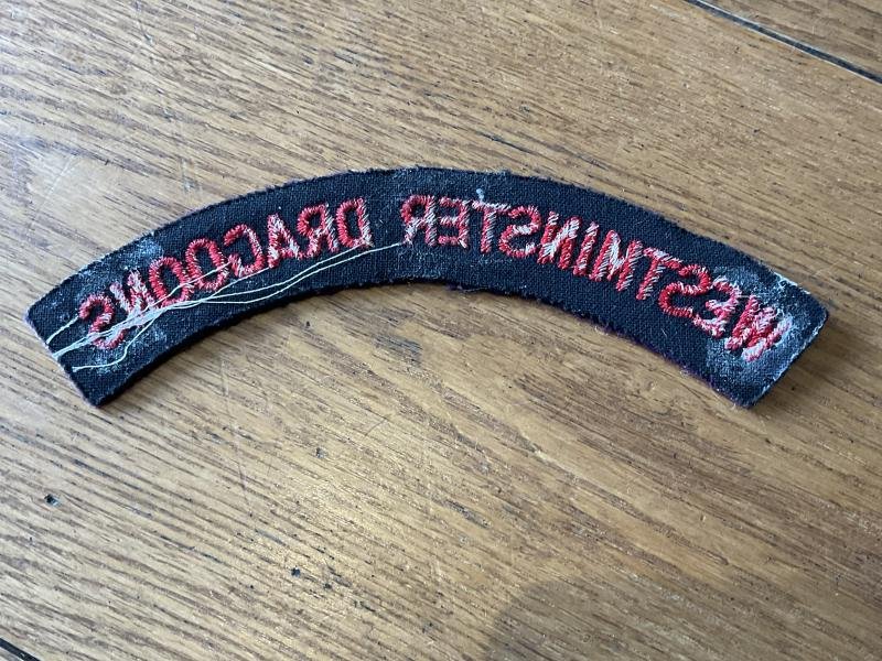 WESTMINSTER DRAGOONS cloth shoulder title 1947-51. — image 2