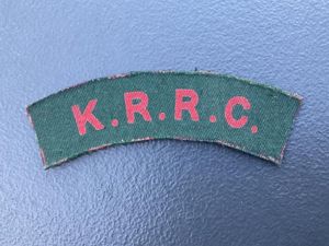 WW2 Printed K.R.R.C shoulder title.