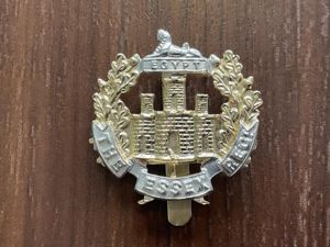 Anodised Essex Regiment cap badge by Firmin.