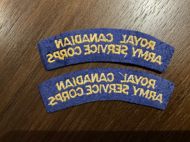 WW2 ROYAL CANADIAN ARMY SERVICE CORPS shoulder titles. — image 2
