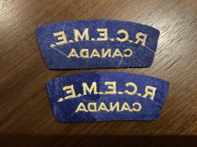 WW2 R.C.E.M.E CANADA British made shoulder titles — image 2