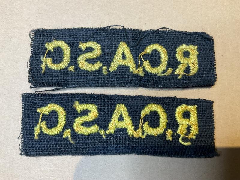 WW2 R.C.A.S.C wool shoulder titles (yellow on black) — image 2