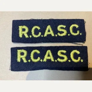WW2 R.C.A.S.C wool shoulder titles (yellow on black)