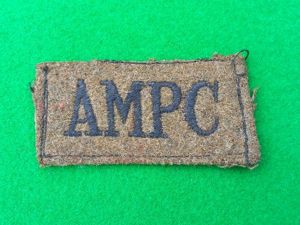 AUXILARY MILITARY PIONEER CORPS RARE SLIP ON INSIGNIA