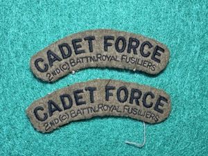WAR TIME ARMY CADET CLOTH TITLES ROYAL FUSILIERS