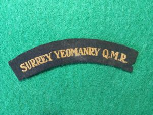 SURREY YEOMANRY Q.M.R CLOTH TITLE