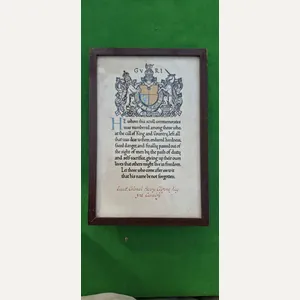 GREAT WAR OFFICER MEMORIAL SCROLL - LIEUT / COLONEL