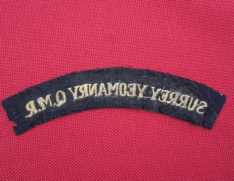 SURREY YEOMANRY QUEEN MARY RIFLES CLOTH TITLE — image 2