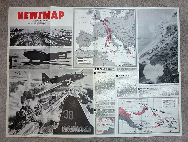 1943 U.S. Government 'Newsmap' Poster: 'Abandon Ship! — image 4