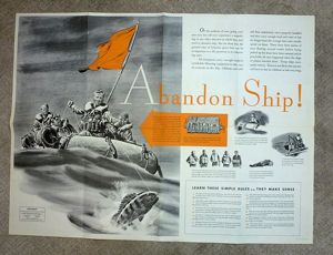 1943 U.S. Government 'Newsmap' Poster: 'Abandon Ship!