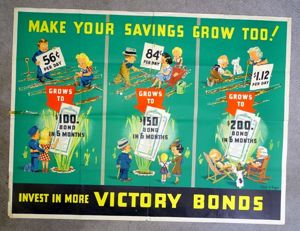 Large WWII Canadian Poster: 'Make Your Savings Grow Too! Invest …
