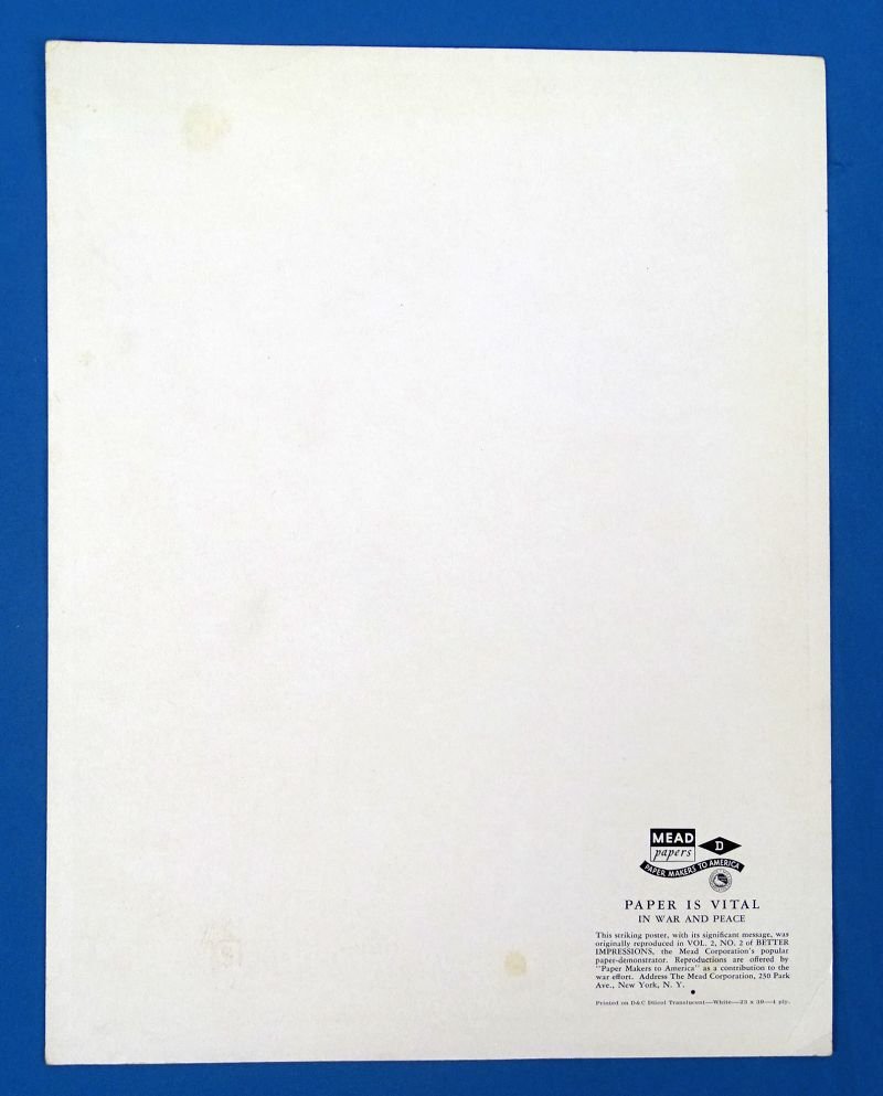 Small WWII Window Card Poster: 'Paper is Vital in War and Peace' — image 2