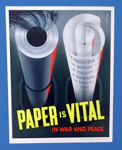 Small WWII Window Card Poster: 'Paper is Vital in War …