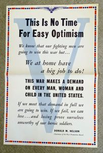 WWII Poster: 'This is No Time for Easy Optimism'