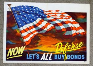 1950 Poster: 'Now Let's All Buy Defense Bonds'