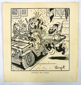 WWII Cartoon Poster: 'French Welcome'