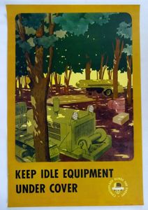 WWII Camouflage Poster: 'Keep Idle Equipment Under Cover'