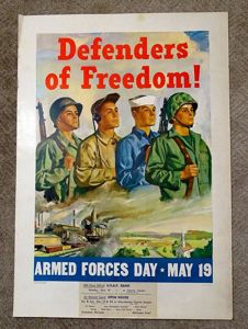 1951 Dated Armed Forces Day Poster: 'Defenders of Freedom!'