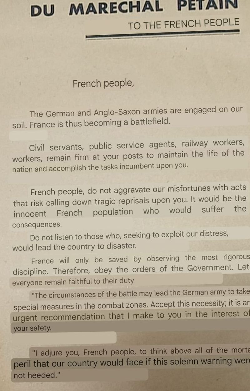 Appel du Maréchal Pétain au Peuple Francais Leaflet – Petain Asking French People to Stay Calm — image 2
